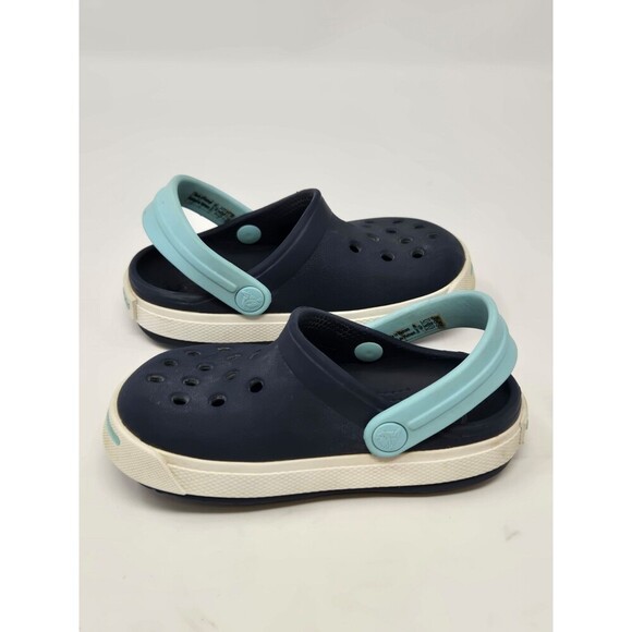 CROCS NAVY BLUE & SKY BLUE SLIP ON SHOES CHILDREN KIDS YOUTH SIZE 6 7 SCHOOL - Picture 4 of 12